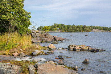 Fototapeta na wymiar Coastal view of Kallahdenniemi, Vuosaari, Helsinki, Finland