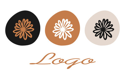 Hand drawn doodle floral logo icon