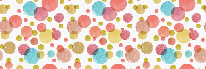 Circle Hand drawn Watercolor isolated on white canvas with high resolution texture, seamless pattern
