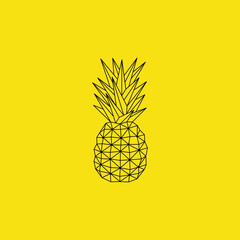 Black pineapple origami vector design with yellow background