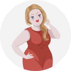 Chubby blonde women with an overweight plus size