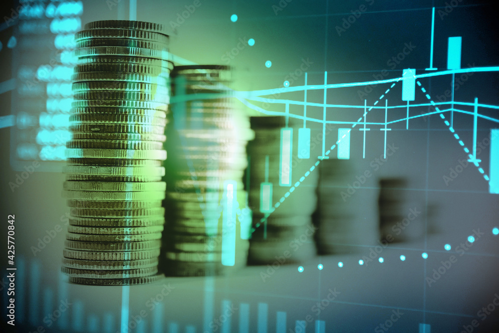 Poster gold coins stacks is representing riches and wealth management. coin stack growing and find out the 