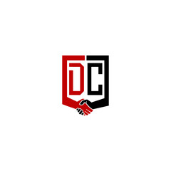 dc logo hand deal design vector icon