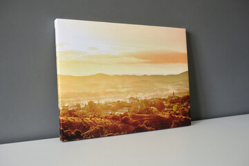 Canvas print stretched on frame with gallery wrap, landscape photography