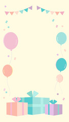 誕生日・バルーン・紙吹雪のフレーム素材