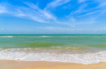 sand beach with blue sky over sea