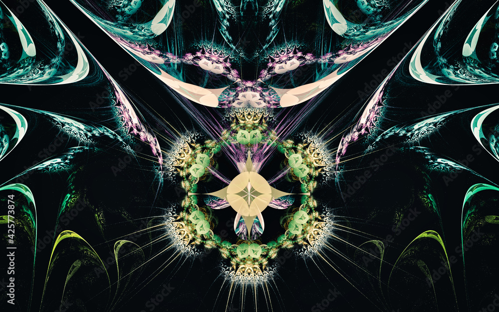 Fototapete abstract illustration background image patterns in the form of lines and geometric shapes intersecting, intertwining in a chaotic manner for use in web design, computer graphics