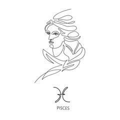 Pisces zodiac sign. The symbol of the astrological horoscope.