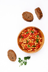 Chickpeas with tomatoes and parsley