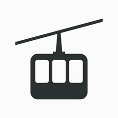 Cable car vector icon. Cableway cabin symbol. Cablecar pictogram.