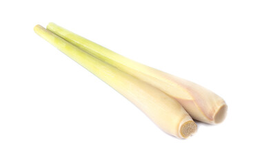 Fresh Lemongrass on white background. copy space