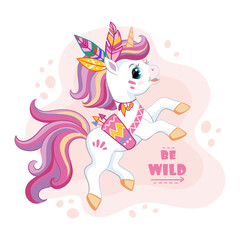 Vector illustration cartoon character cute unicorn vector illustration
