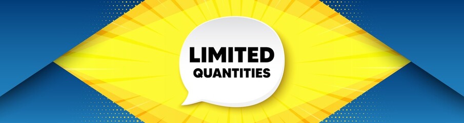 Limited quantities symbol. Background with offer speech bubble. Special offer sign. Sale. Best advertising coupon banner. Limited quantities badge shape message. Abstract yellow background. Vector