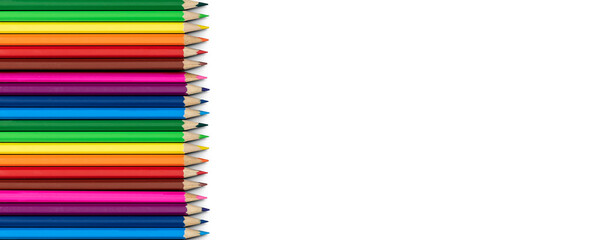 Color pencils on white background.