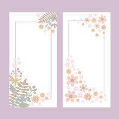 Floral card template rustic design elements for greeting cards, invitations, banners, vector illustration in simple bohemian style, springtime decoration