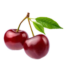 sweet cherry fruits isolated on white background