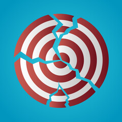 vector broken target board. business concept illustration