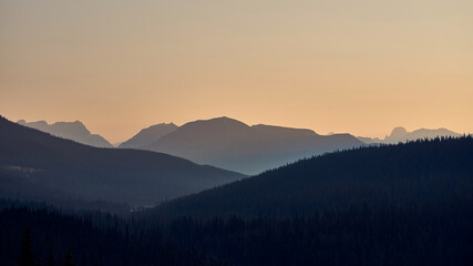 mountains silhouettes on the horizon