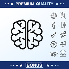 Brain icon, sign, vector set, outline illustration concept. Extra vector elements for your design
