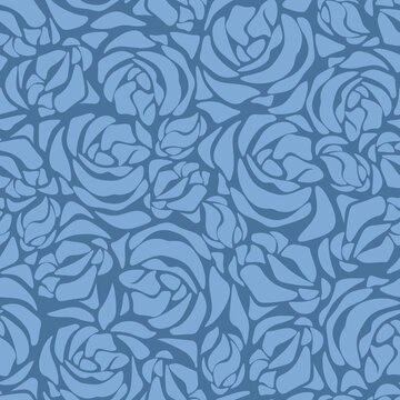 Vector Seamless Blue Floral Pattern.