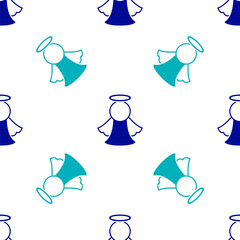Blue Angel icon isolated seamless pattern on white background. Vector