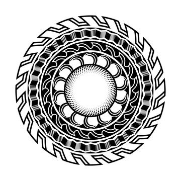 Abstract polynesian maori ethnic circle tattoo