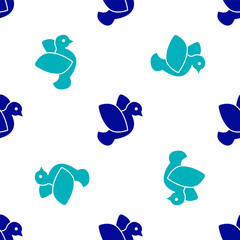 Blue Dove icon isolated seamless pattern on white background. Vector