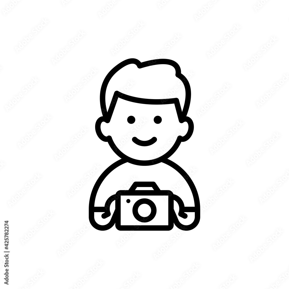 Poster capturing device vector outline icon style illustration. eps 10 file