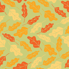Naklejka na ściany i meble Autumn leaves seamless pattern nature background