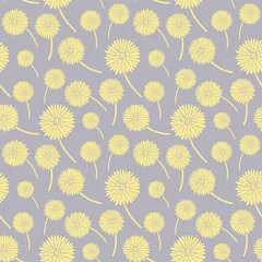 Behang yellow flowers seamless pattern on gray background © c_atta