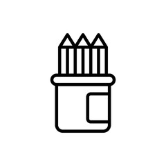 Pencils box vector outline icon style illustration. EPS 10 file