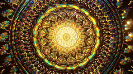 Meditation 3D mandala beautiful color light trip third eye chakra background psychedelic trippy trance stat of zen yoga illustration background wallpaper oriental festive