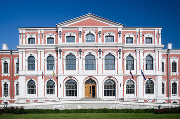 Fototapeta na wymiar Old red castle in Jelgava, Latvia. Latvian agriculture university.
