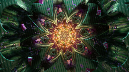 Psychedelic mandala kaleidoscope new age virtual digital oriental background 3d seamless loop vj tunnel with sacred geometry colors illustration wallpaper