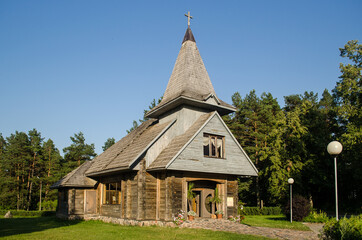 Fototapeta na wymiar Usma wooden lutheran church, Latvia