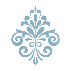 Damask graphic ornament. Floral design element. Blue and white vector pattern