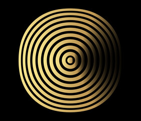 Concentric circle element. Gold luxurious color ring. Abstract  vector illustration for sound wave, golden graphic, Modern decoration for websites, posters, banners, template EPS10 vector