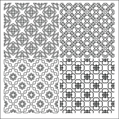 4  Universal different geometric seamless patterns. Endless vector texture can be used for wrapping wallpaper, pattern fills, web background,surface textures. Set of monochrome ornaments