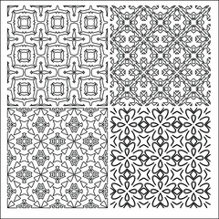 4  Universal different geometric seamless patterns. Endless vector texture can be used for wrapping wallpaper, pattern fills, web background,surface textures. Set of monochrome ornaments