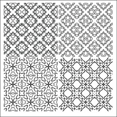 4  Universal different geometric seamless patterns. Endless vector texture can be used for wrapping wallpaper, pattern fills, web background,surface textures. Set of monochrome ornaments