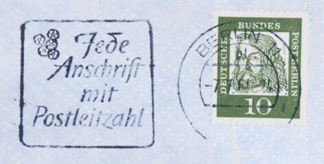 Briefmarke stamp gestempelt used frankiert cancel vintage retro alt old slogan werbung deutsche...