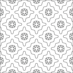 Geometric vector pattern with triangular elements. Seamless abstract ornament for wallpapers and backgrounds. Black and white colors. 