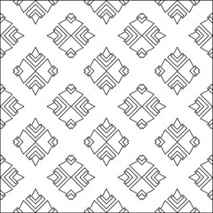 Geometric vector pattern with triangular elements. Seamless abstract ornament for wallpapers and backgrounds. Black and white colors. 