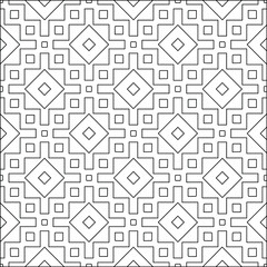 Geometric vector pattern with triangular elements. Seamless abstract ornament for wallpapers and backgrounds. Black and white colors. 