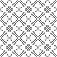 Geometric vector pattern with triangular elements. Seamless abstract ornament for wallpapers and backgrounds. Black and white colors. 
