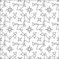 Geometric vector pattern with triangular elements. Seamless abstract ornament for wallpapers and backgrounds. Black and white colors. 