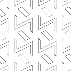 Geometric vector pattern with triangular elements. Seamless abstract ornament for wallpapers and backgrounds. Black and white colors. 