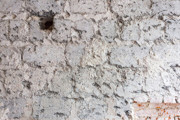 Rough old grunge white brick wall texture background