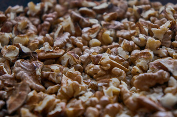 Purified clean dry walnuts close up