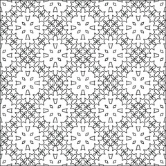  Geometric vector pattern with triangular elements. Seamless abstract ornament for wallpapers and backgrounds. Black and white colors. 